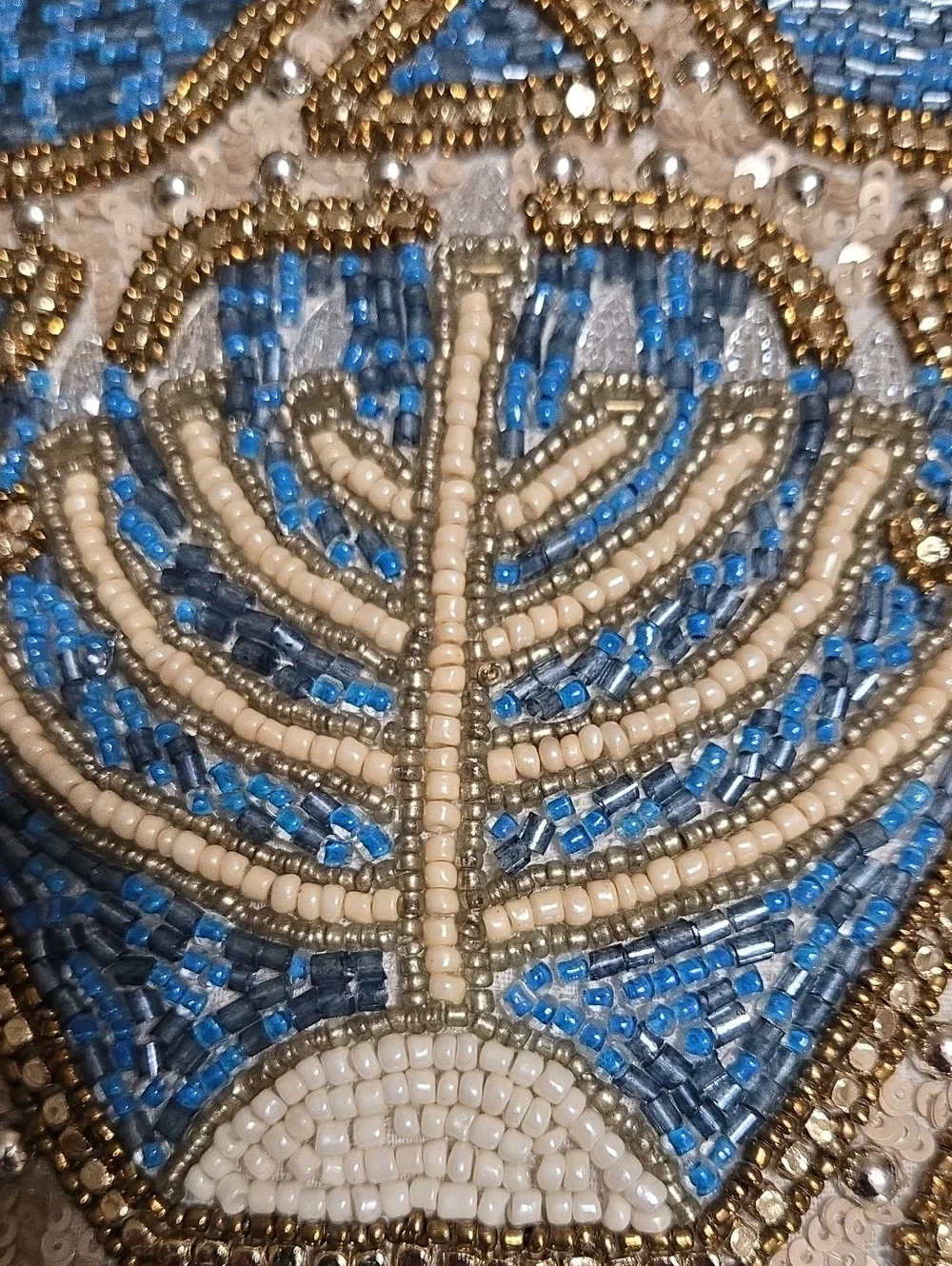 Beaded Blue Menorah & Star Holiday Throw Pillow By Tahari 12.5 x 12.5 Inches